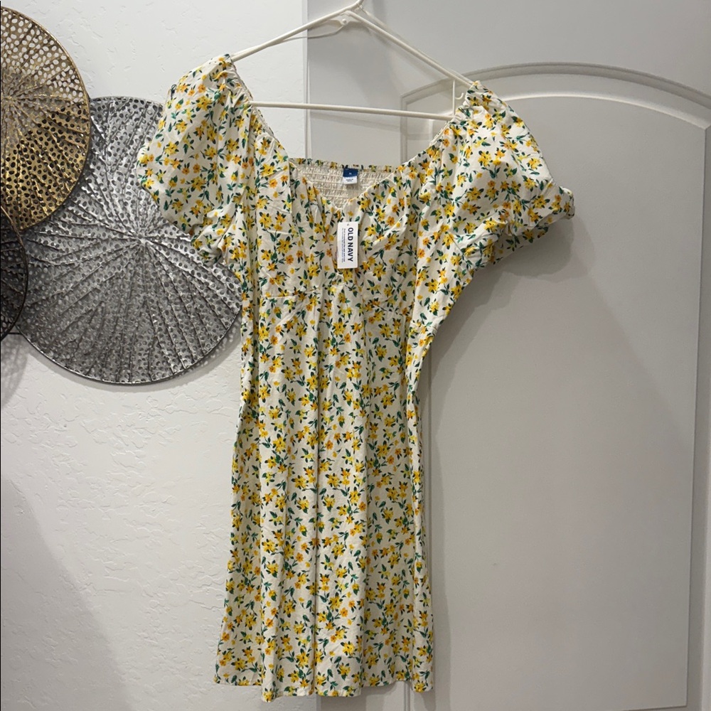 Old Navy White and Yellow Floral Mini Dress